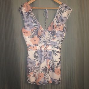 Floral V-Neck Tank Romper